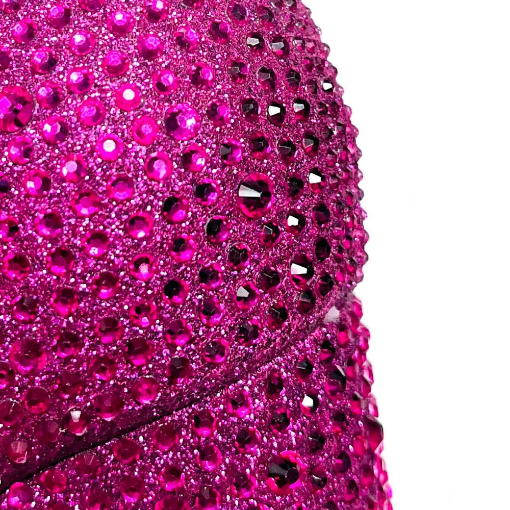 Restocked New Fuchsia Pink Rhinestone Pointed Toe Chunky Heel Ankle Boots Bootie - Picture 8 of 9